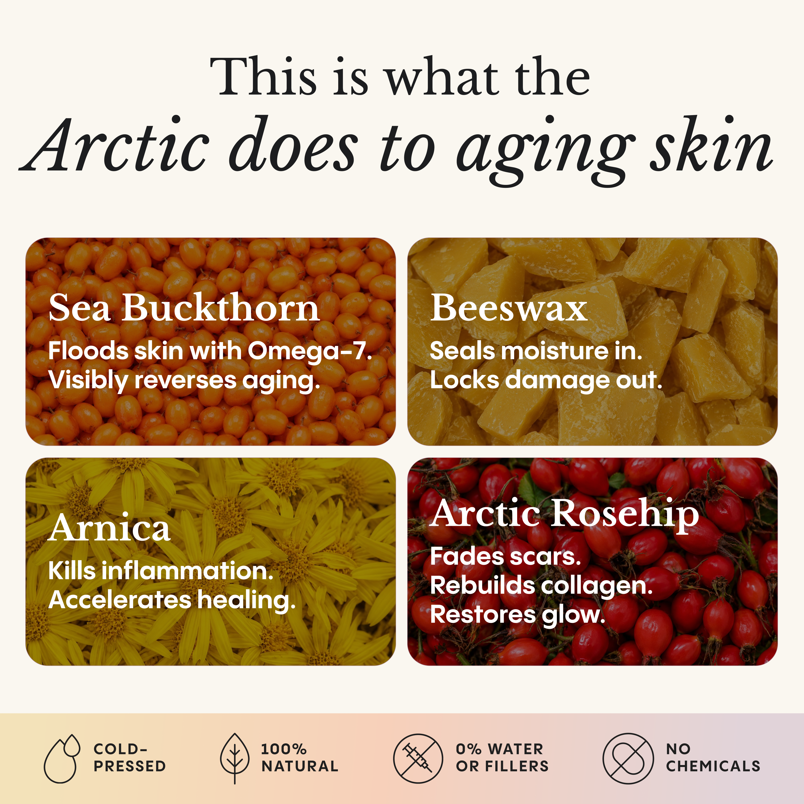 Frøya Organics Complete Mature Skin System — sea buckthorn, beeswax, arnica and Arctic rosehip